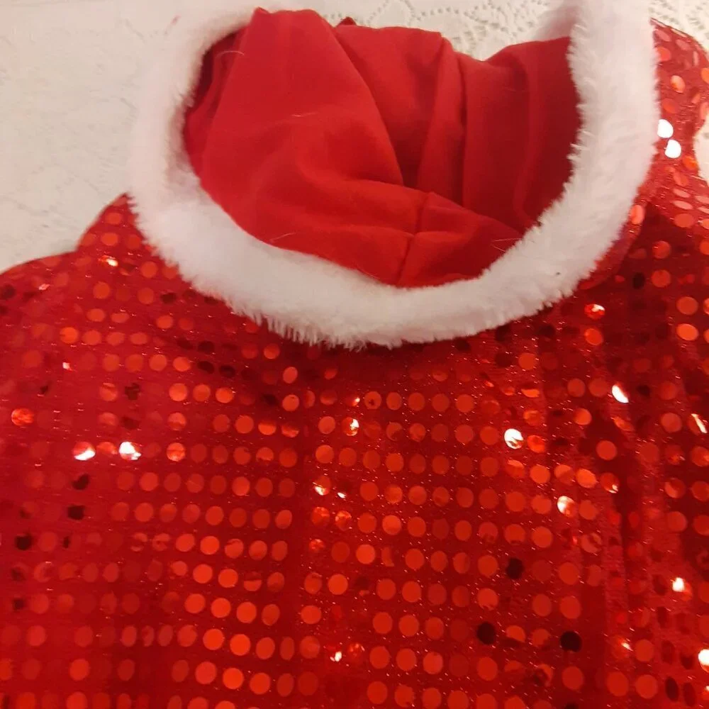 Top Paw (XL) Santa Red Sequined Suit with Fur Trimmed Hood for 24